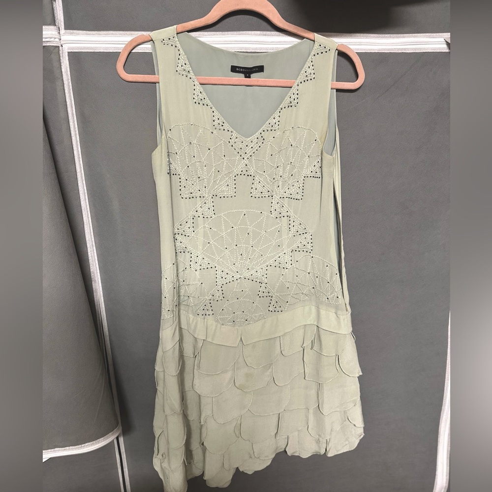 BCBG Maxzaria mint beaded sleeveless dress